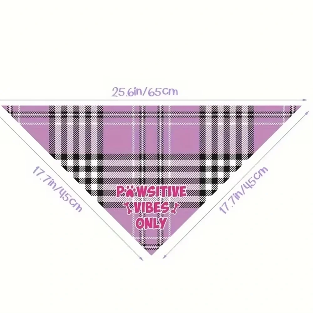 Pet Bandana Blue Plaid with Caption ‘Dog Kisses Heal Everything' OS